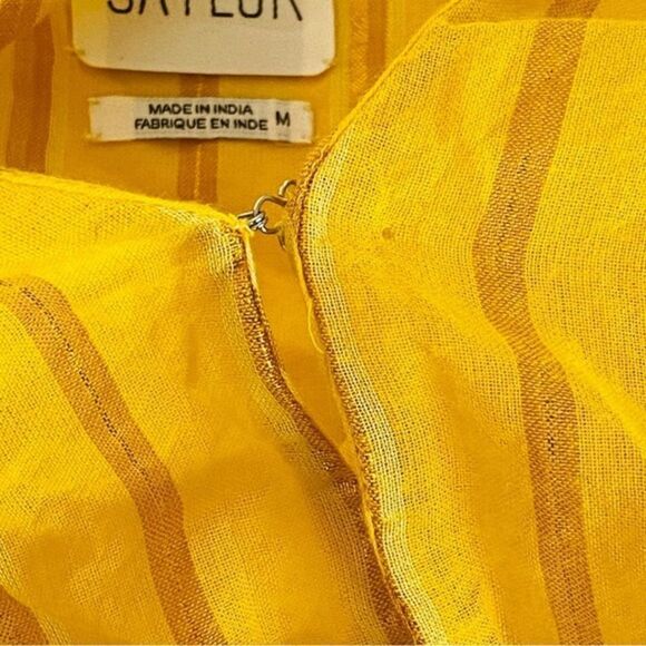 Saylor Yellow Adrianne Ruffle Sleeve Smocked Waist Mini Dress Sz M - Picture 11 of 16